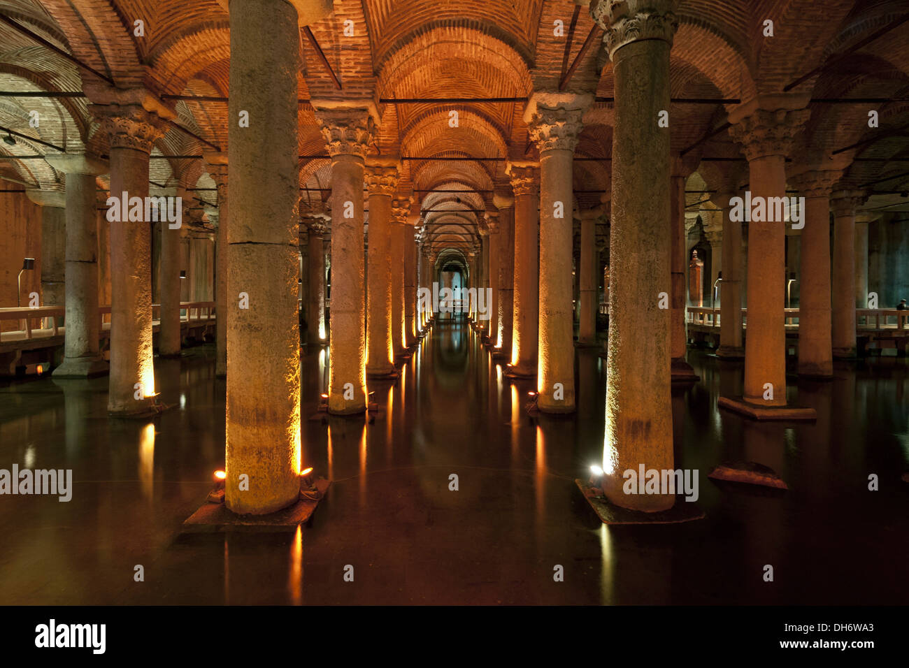 Istanbul. Turkey. Basilica Cistern aka Sunken Palace. Yerebatan Saray (Sarnici). Stock Photo