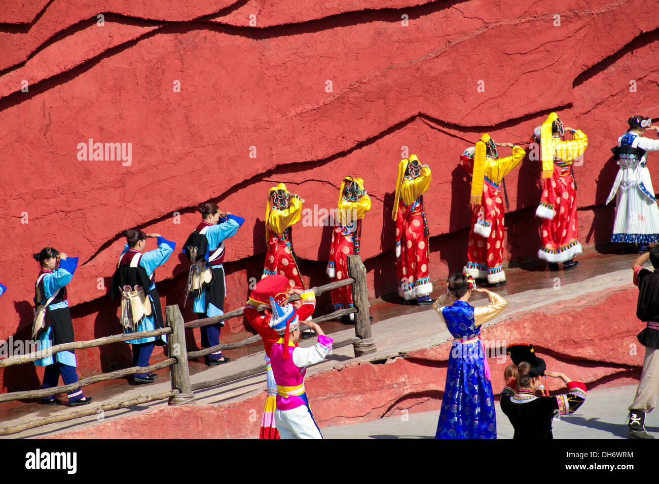 Dancers performing a blessing ritual during Impression of Lijiang ...