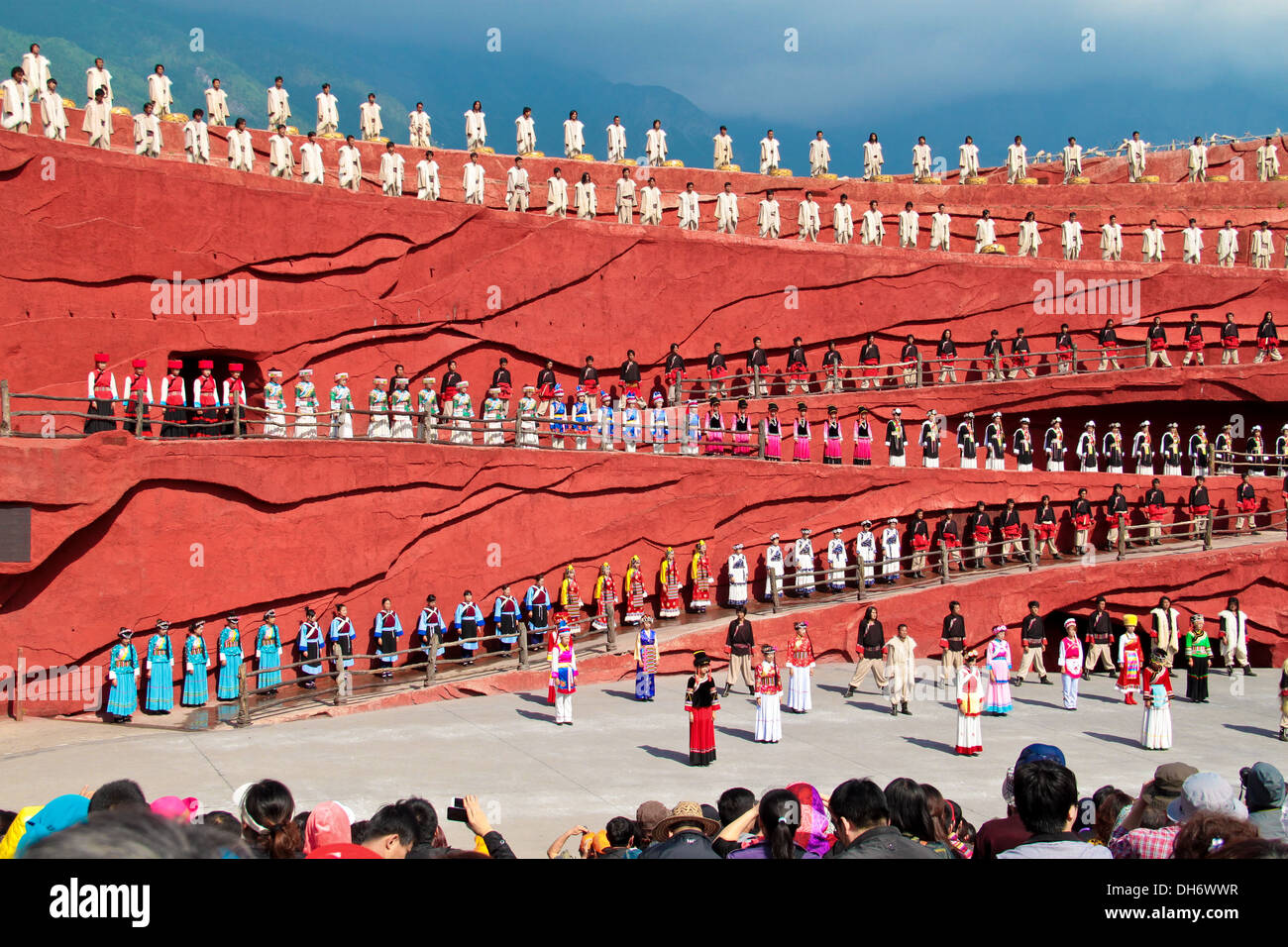 Dancers and visitors performing a blessing ritual together during ...