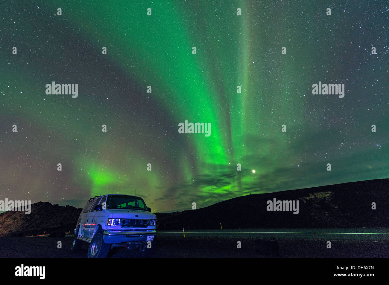 Northern lights (Aurora Borealis) Akureyri North Iceland Europe Stock Photo