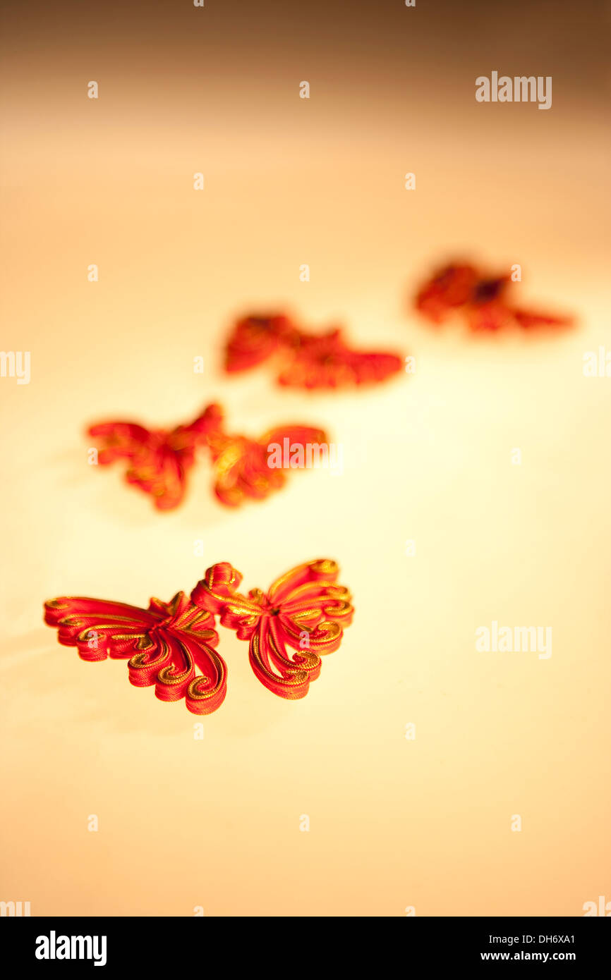 Chinese frog buttons in the shape of Chrysanthemum flowers Stock Photo