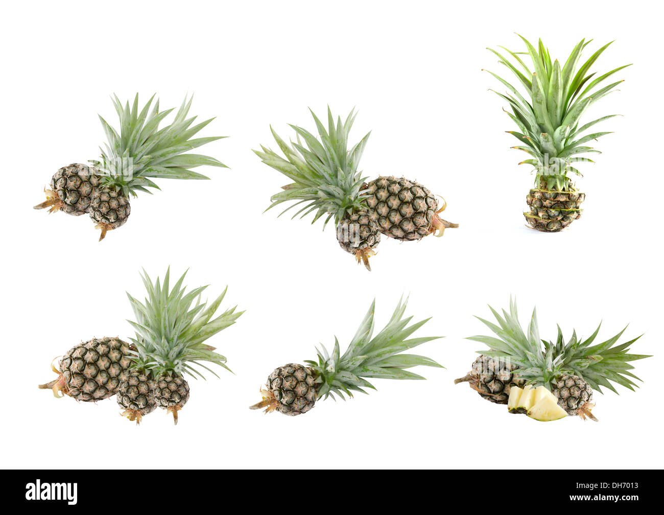 Collage from photographs of pineapple over white background Stock Photo
