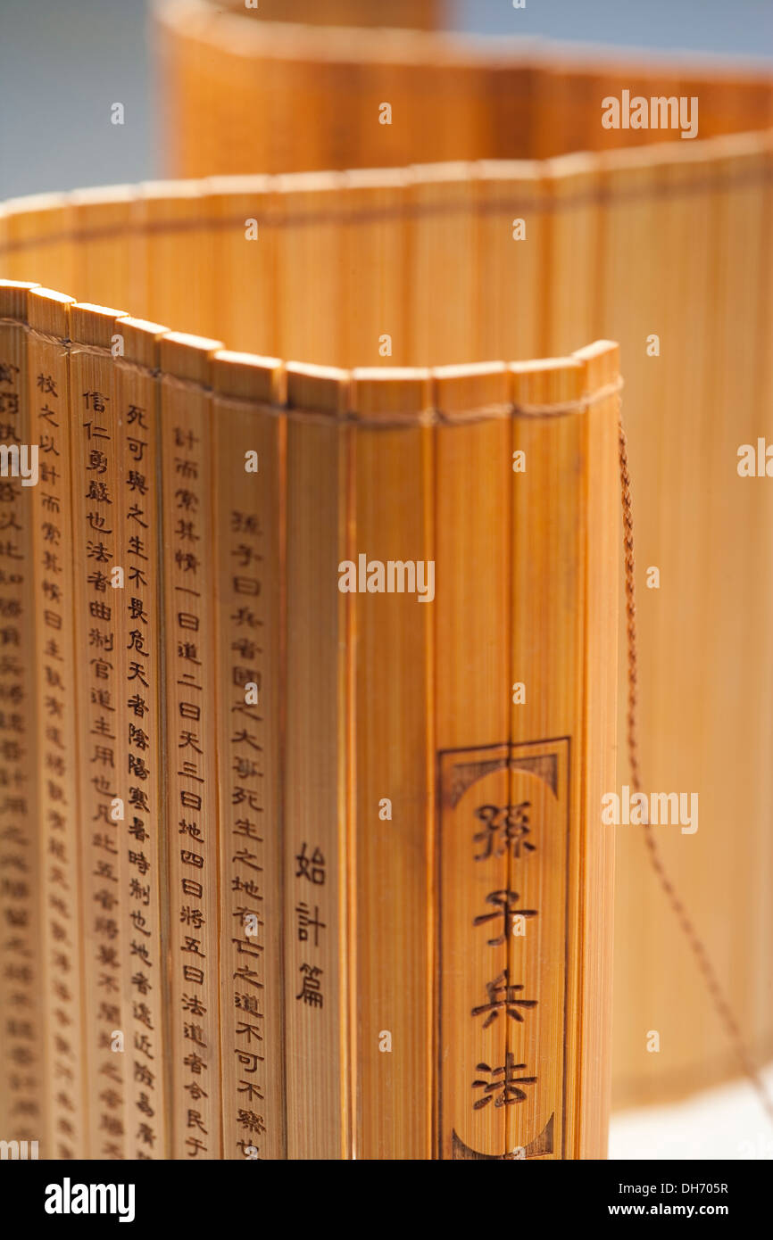 Bamboo slips of Military Science of Sun Zi Stock Photo