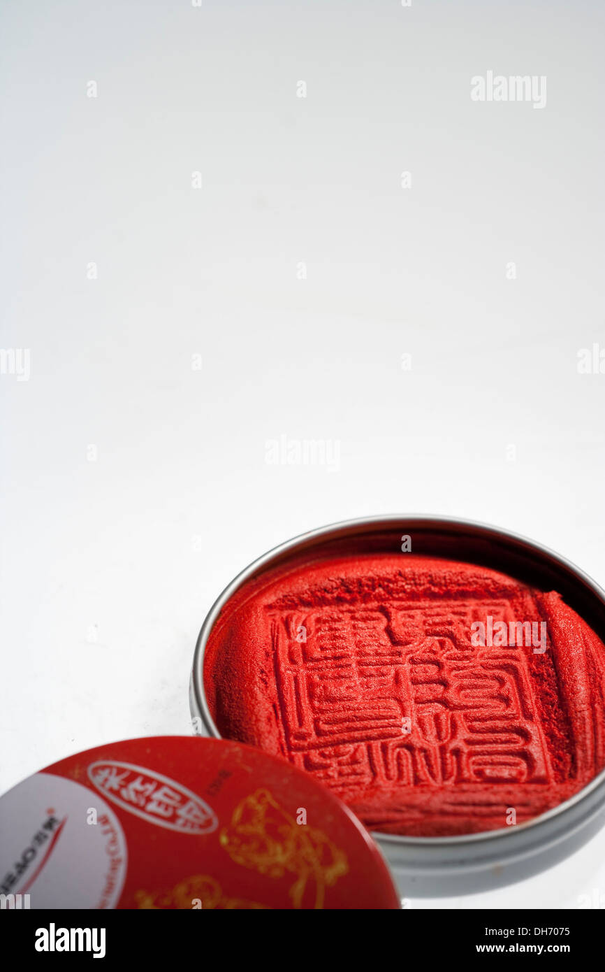 Red ink paste used for stamps Stock Photo Alamy