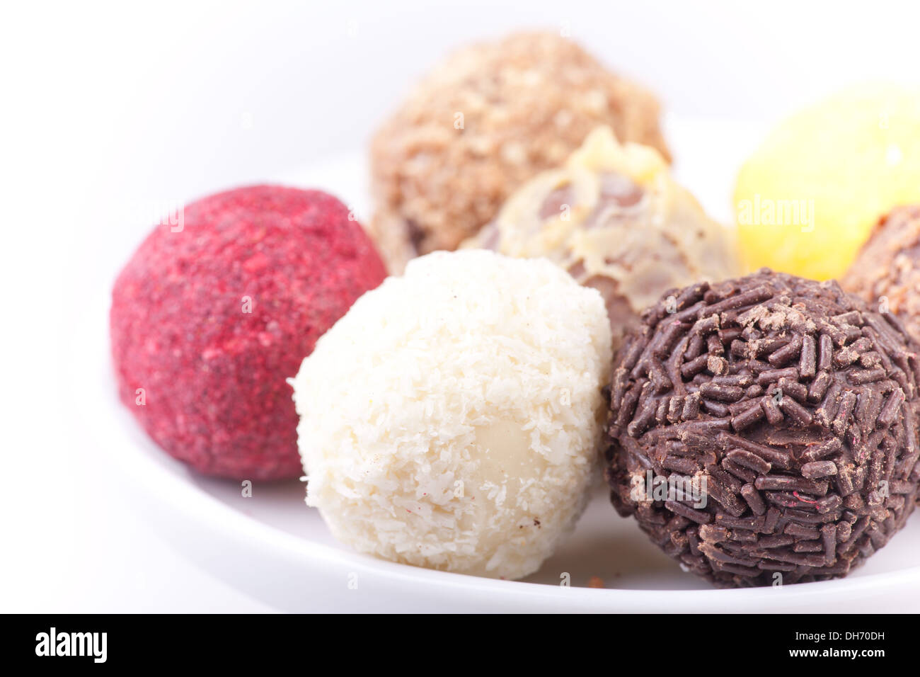 different round truffles on the stand Stock Photo Alamy