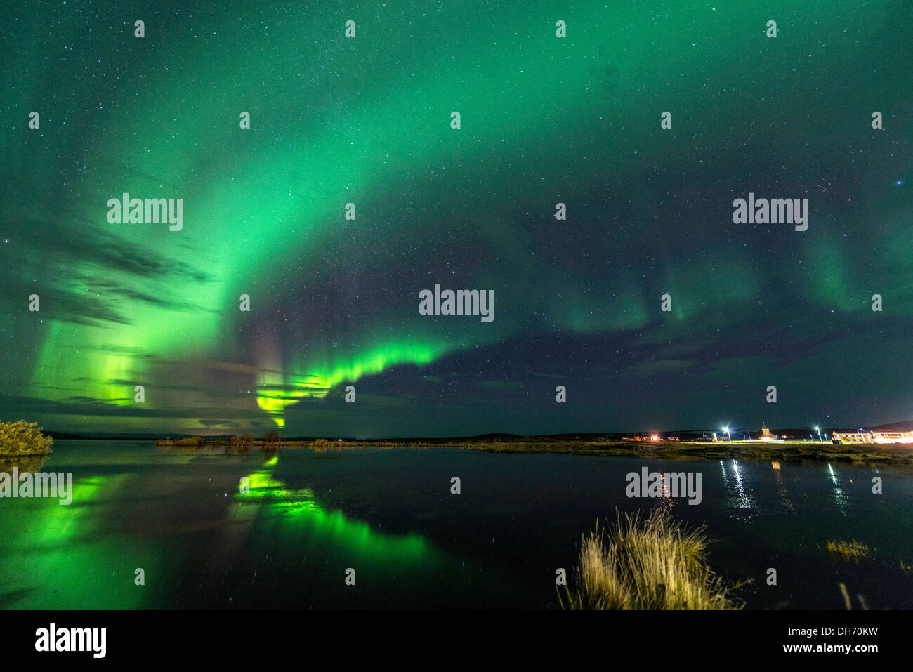 Northern lights (Aurora Borealis) Akureyri North Iceland Europe Stock Photo
