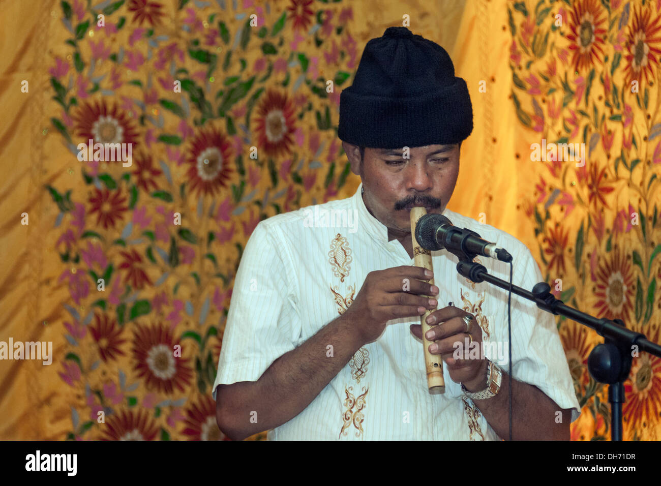 Minangkabau flute player, Cupek, West Sumatra Province, Sumatra, Indonesia Stock Photo