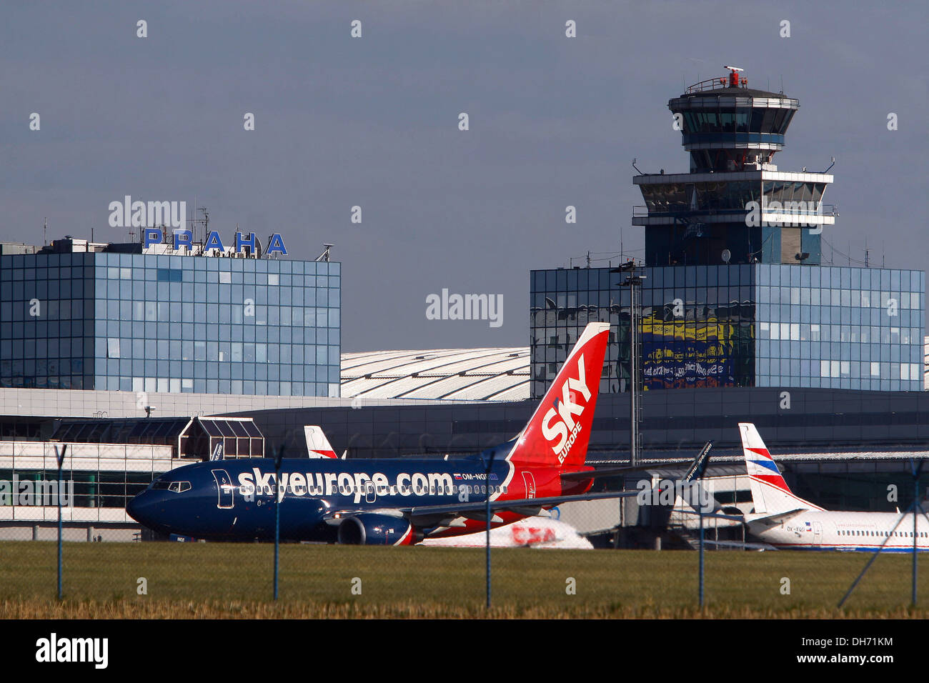 Aircraft SkyEurope plane at Prague Airport. Stock Photo