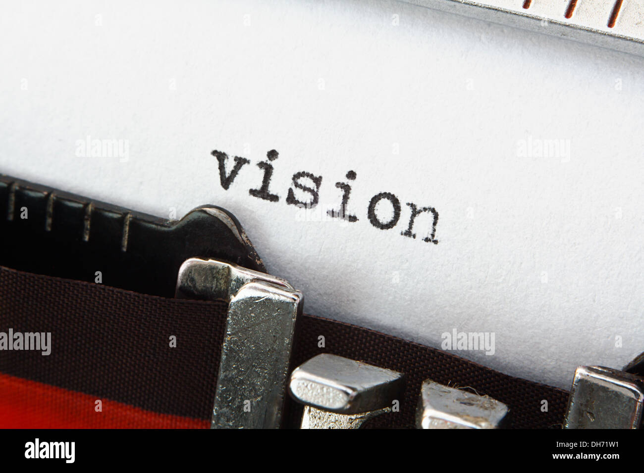 The word vision on a vintage typewriter, great concept for new ideas or sales presentations Stock Photo