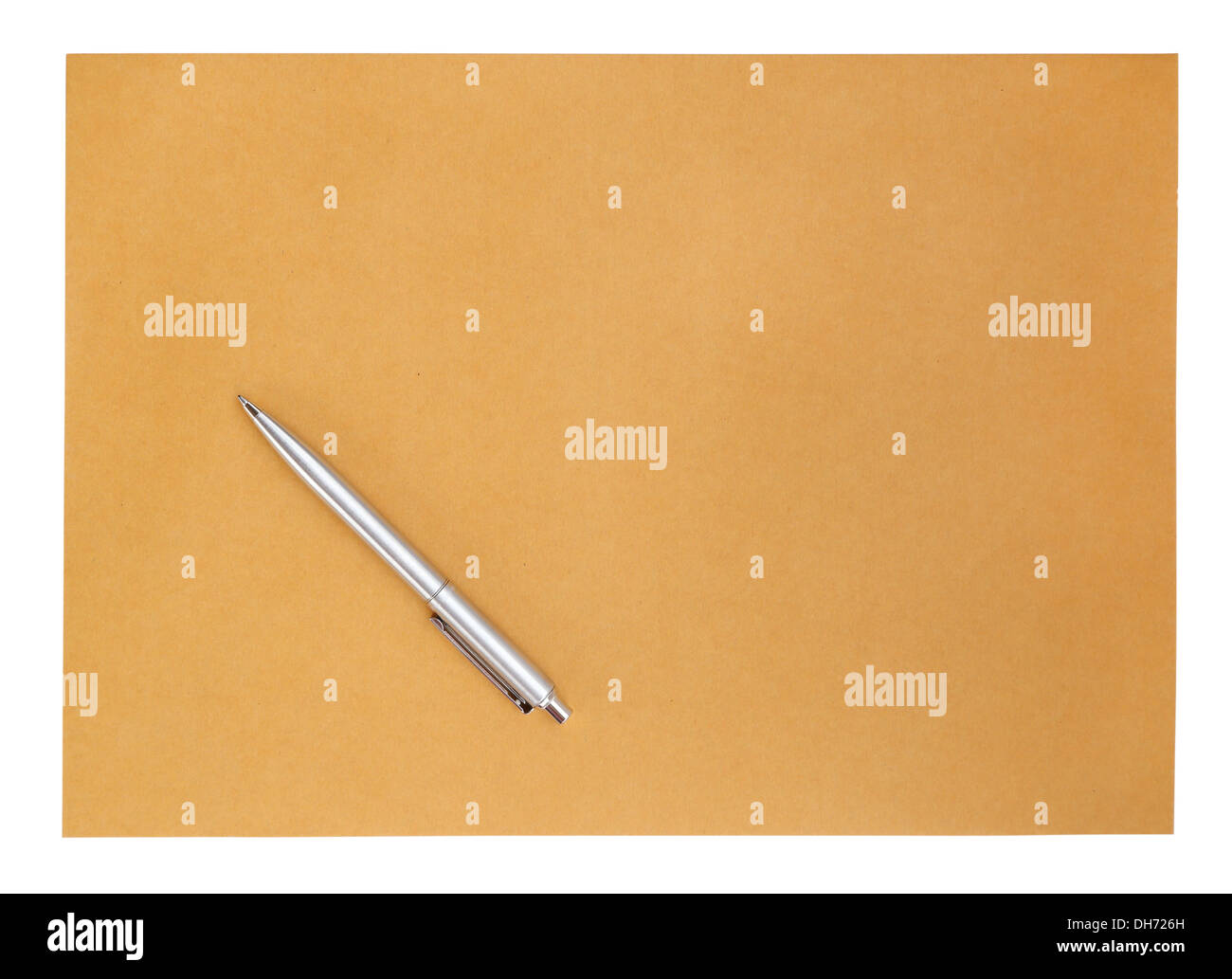 pen on the envelope on white background (with clipping path) Stock Photo