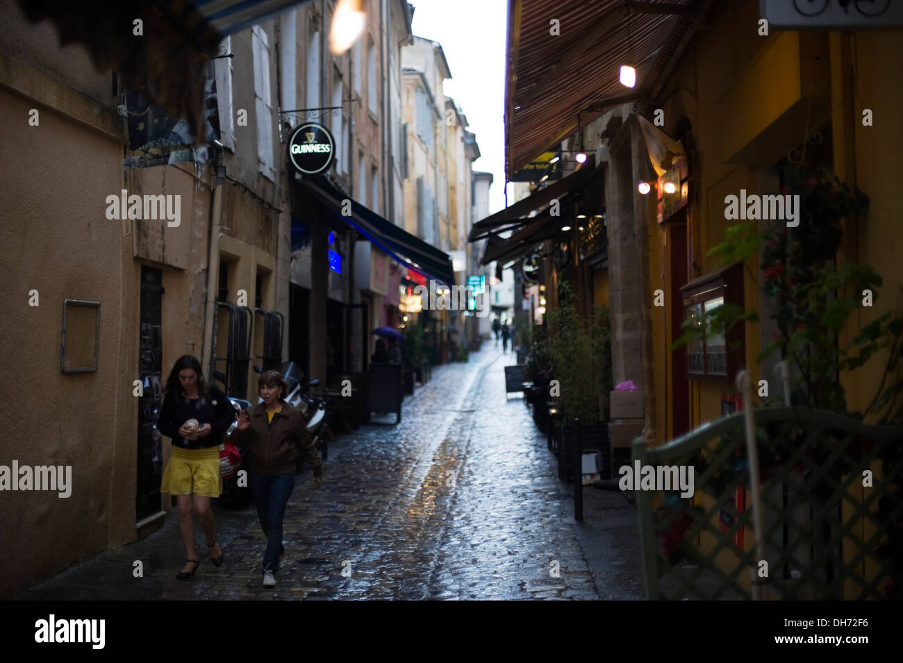 Street in Aix-en-Provence after a rain shower Stock Photo