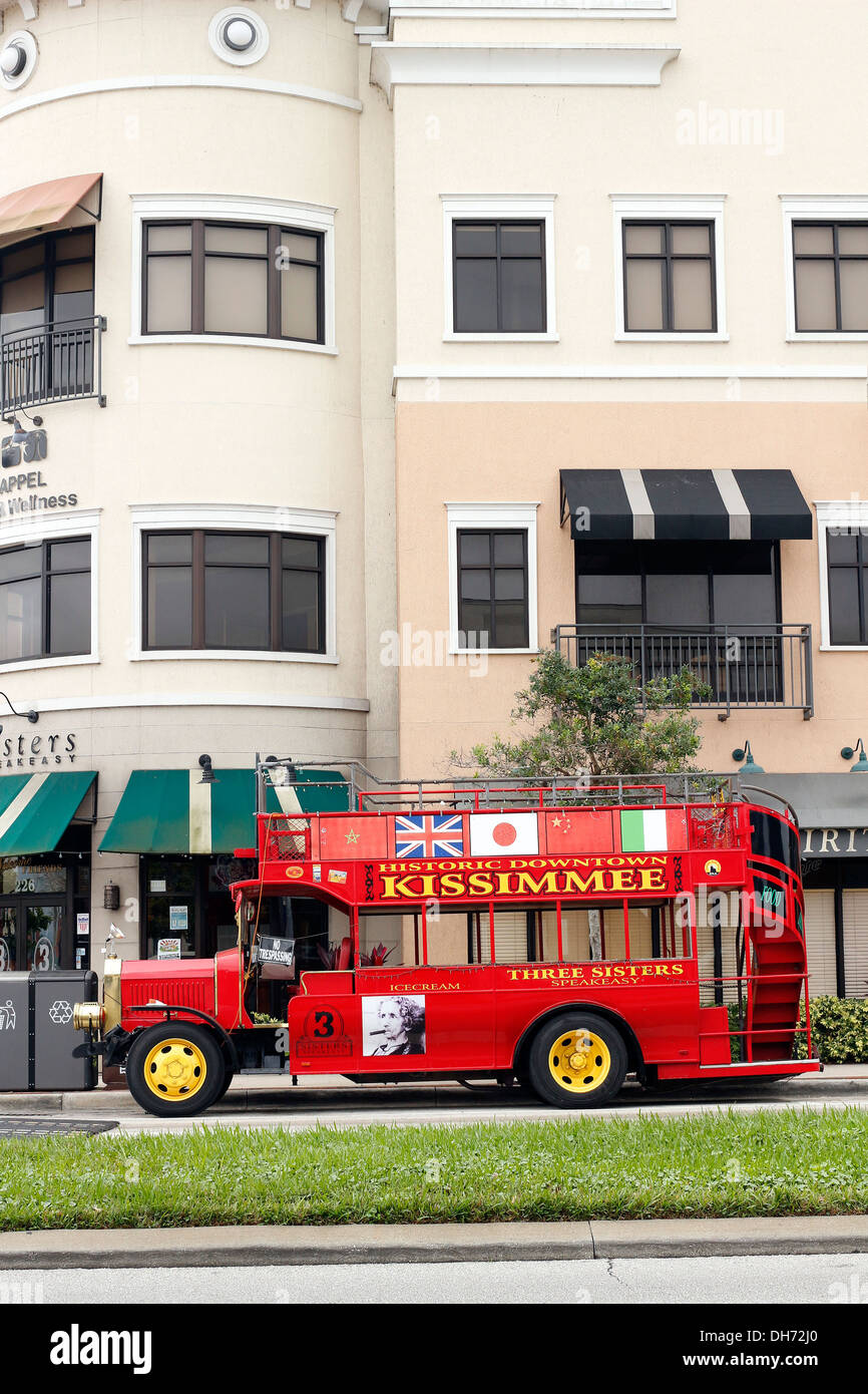 Old fashion traditional bus used for tourist trips in Kissimmee near