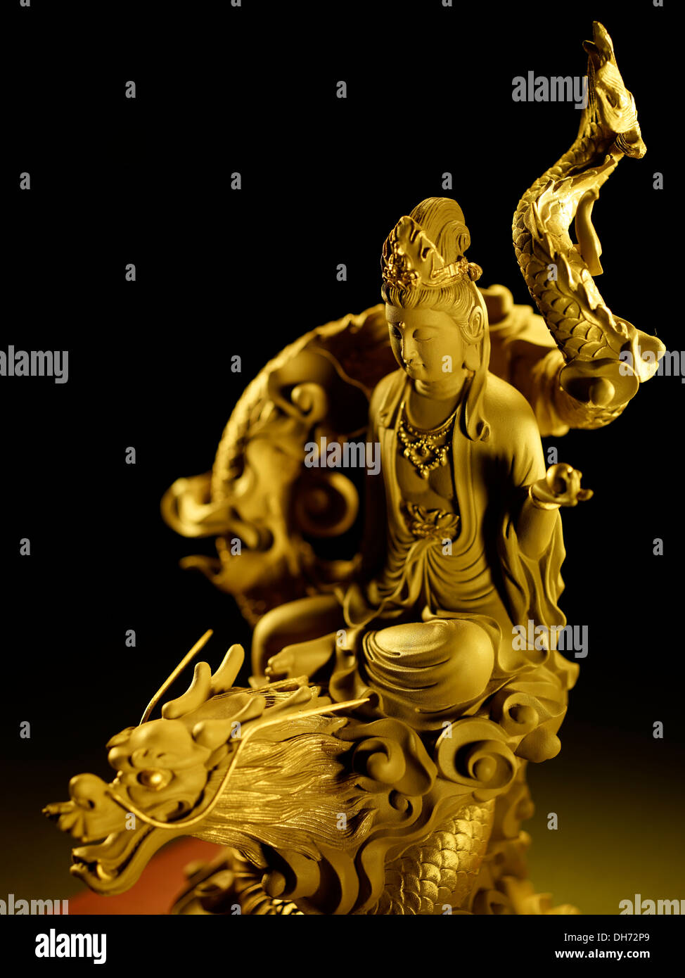 Statue of Kwan Yin Riding the Dragon Stock Photo Alamy