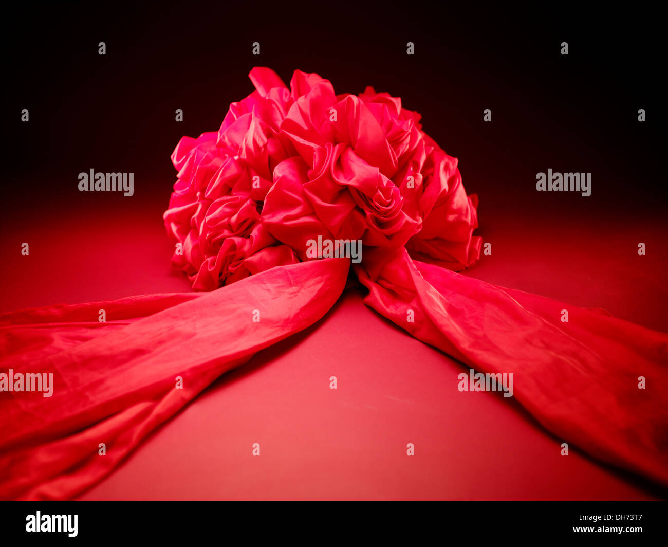 Chinese traditional wedding decoration, red silk flower Stock Photo