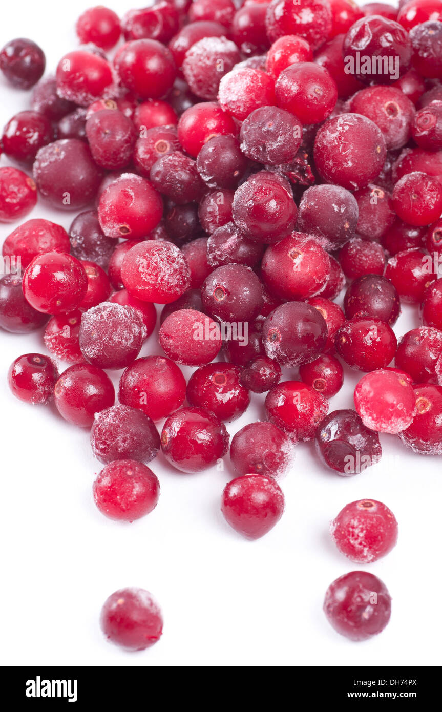 Frozen cranberries on white background Stock Photo Alamy
