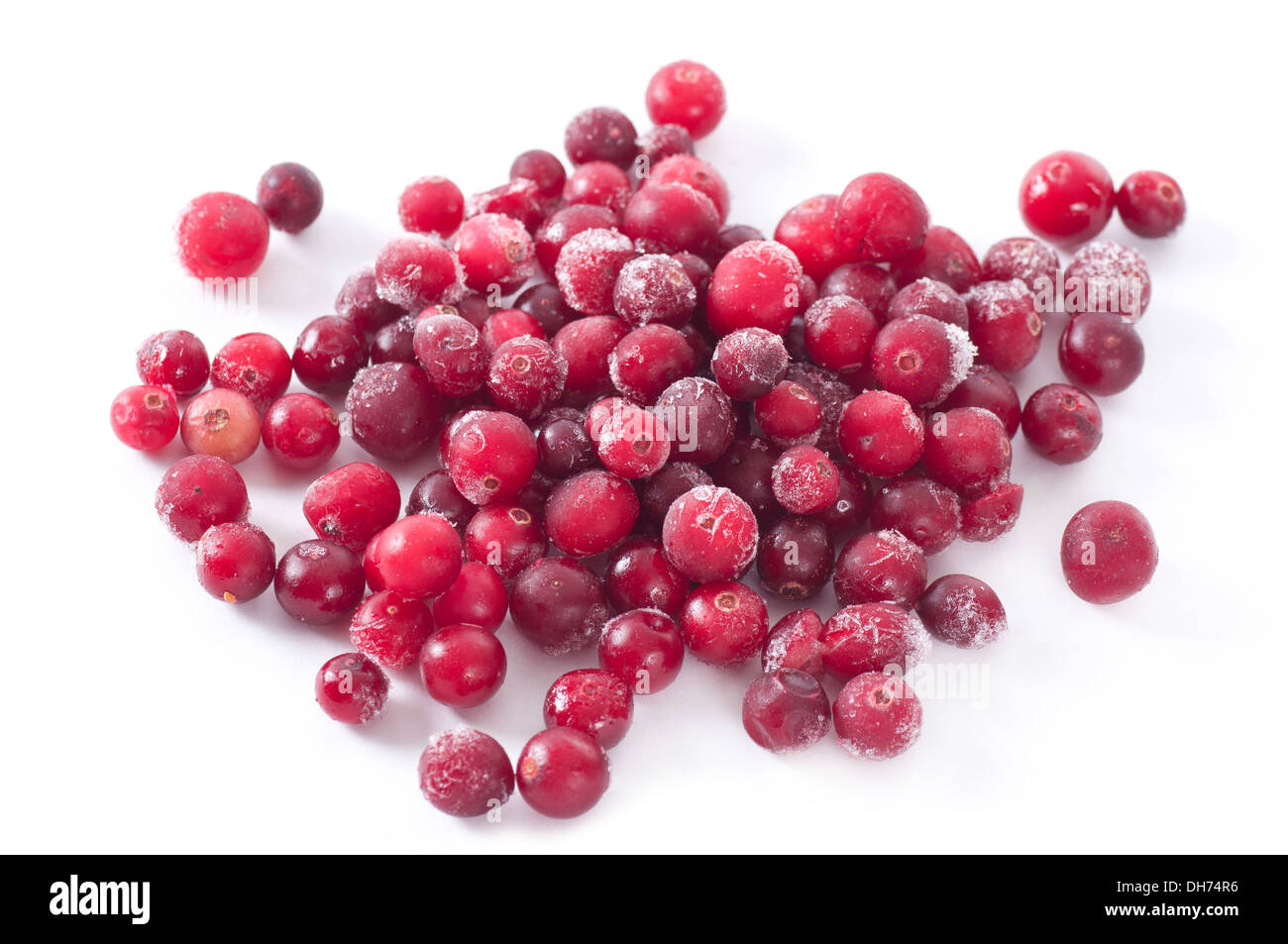 Frozen cranberries on white background Stock Photo Alamy