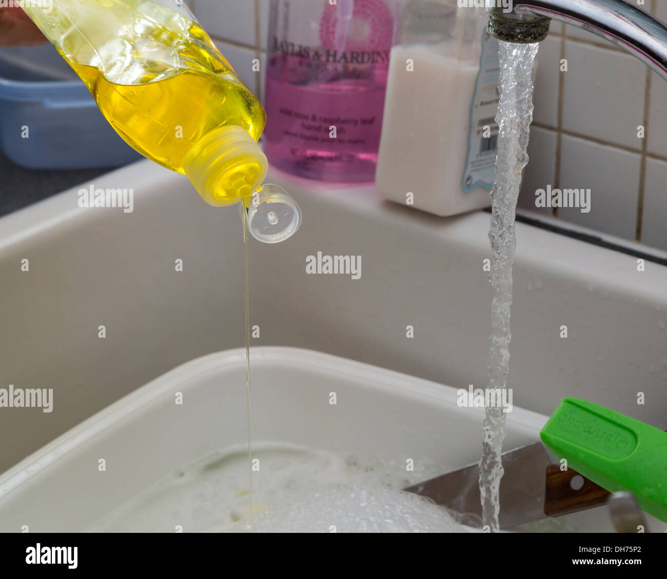 Washing up after preparing food. Stock Photo
