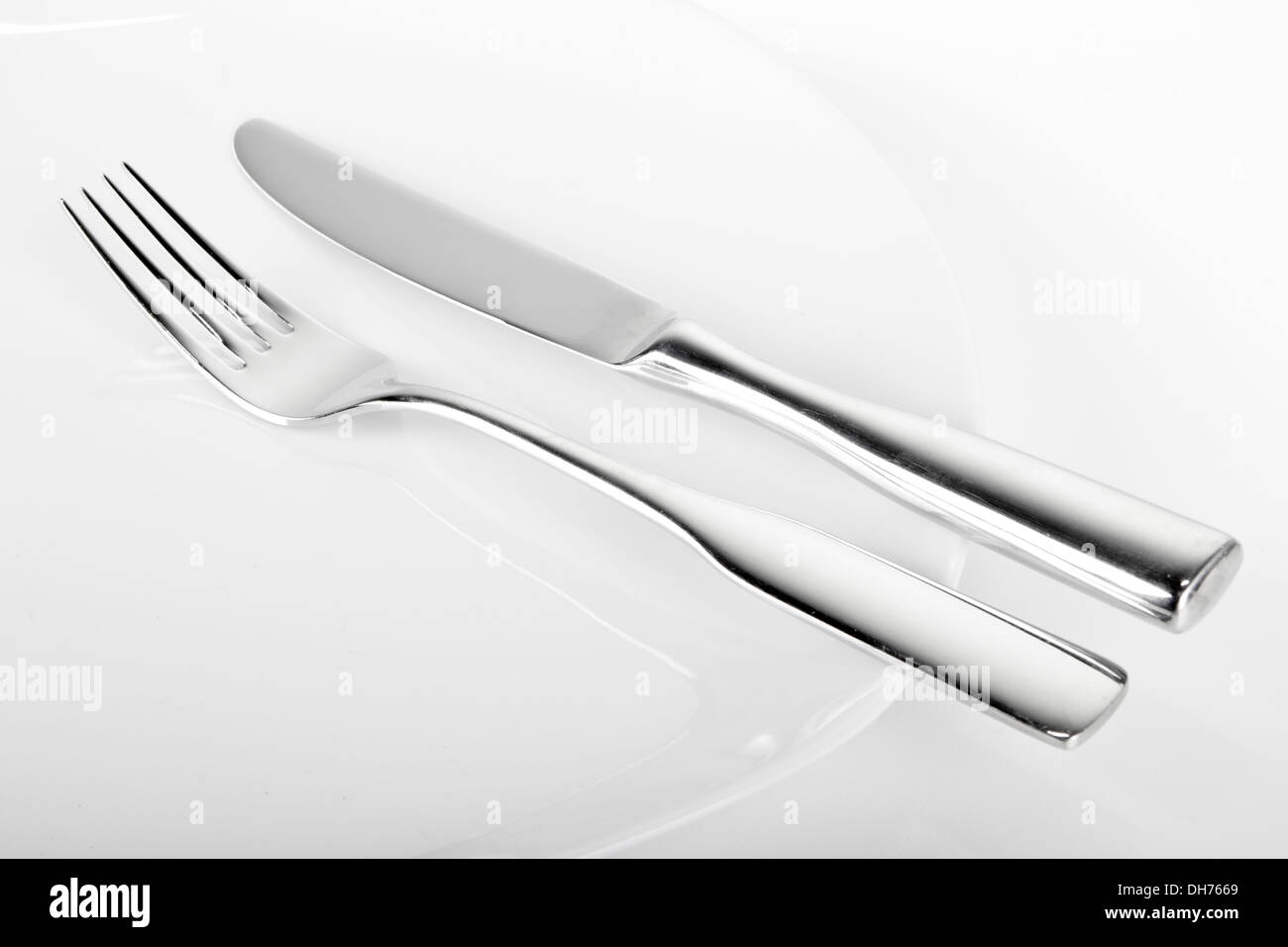 plate with fork and knife Stock Photo Alamy