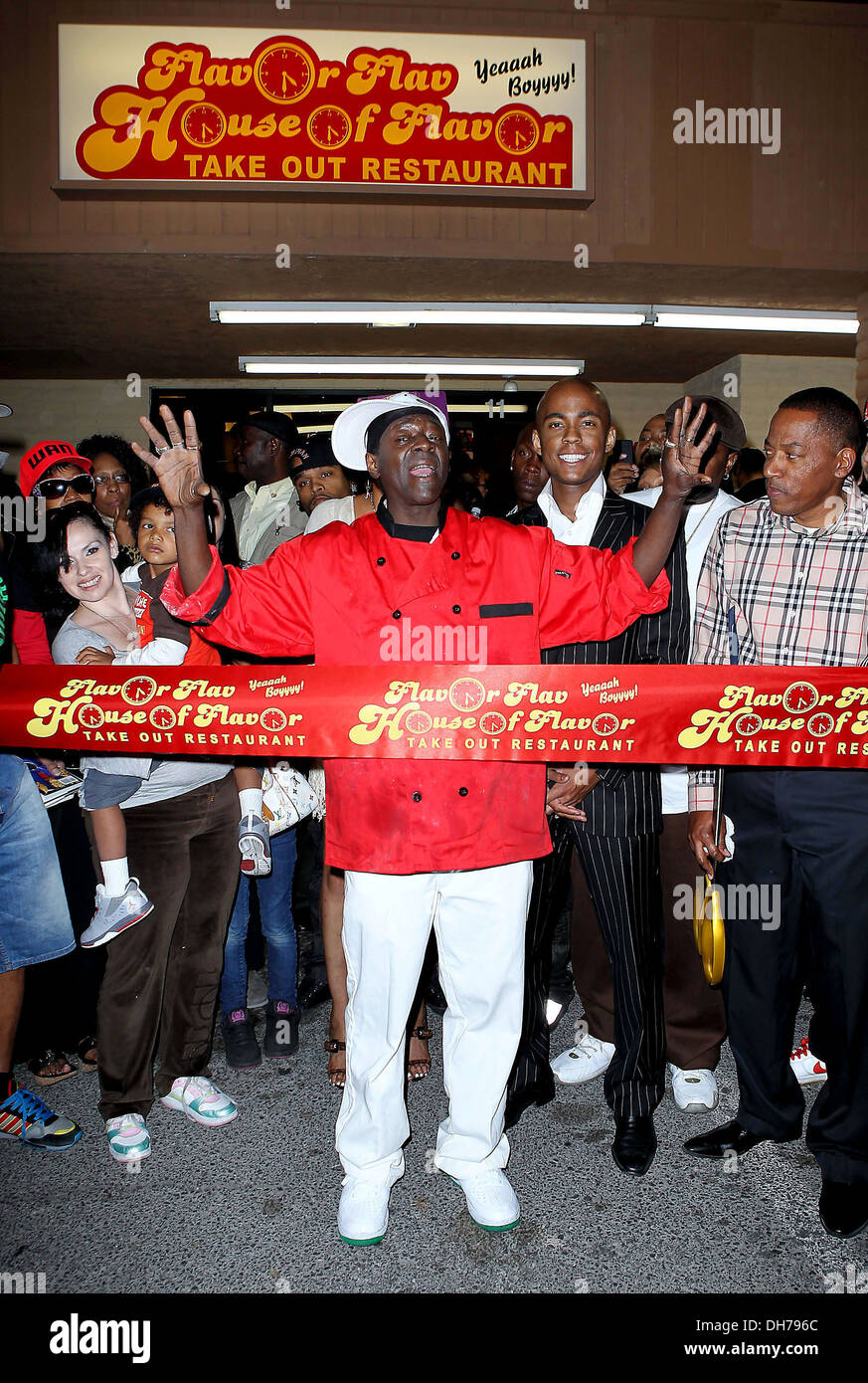 Rapper Flavor Flav at official grand opening of Flavor Flav House of Flavor Take Out Restaurant