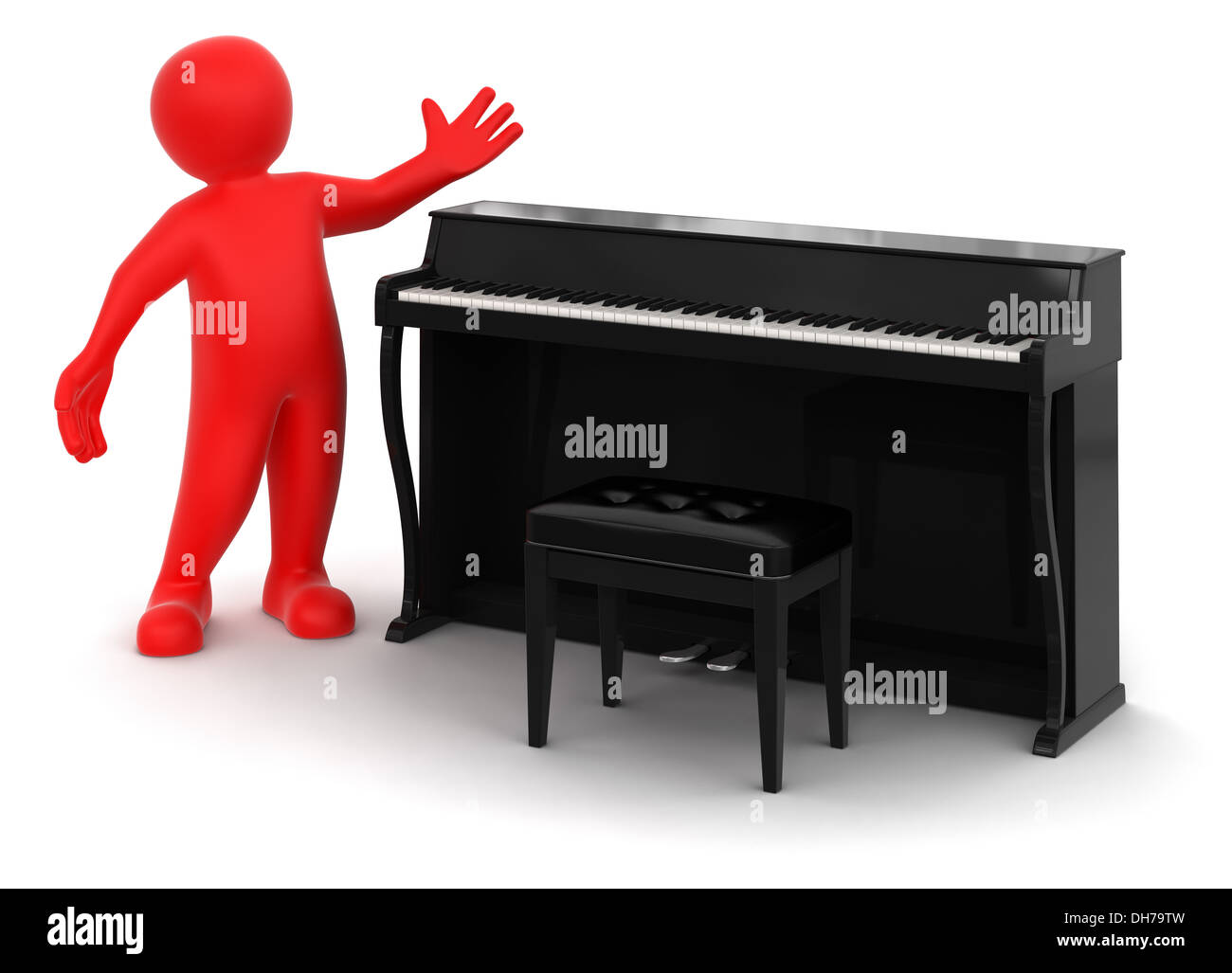 Man and Piano (clipping path included) Stock Photo