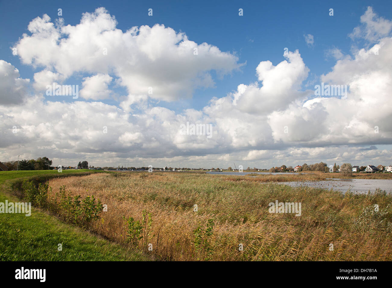 Foreland of Dutch river Lek, Nieuw-Lekkerland, South Holland ...