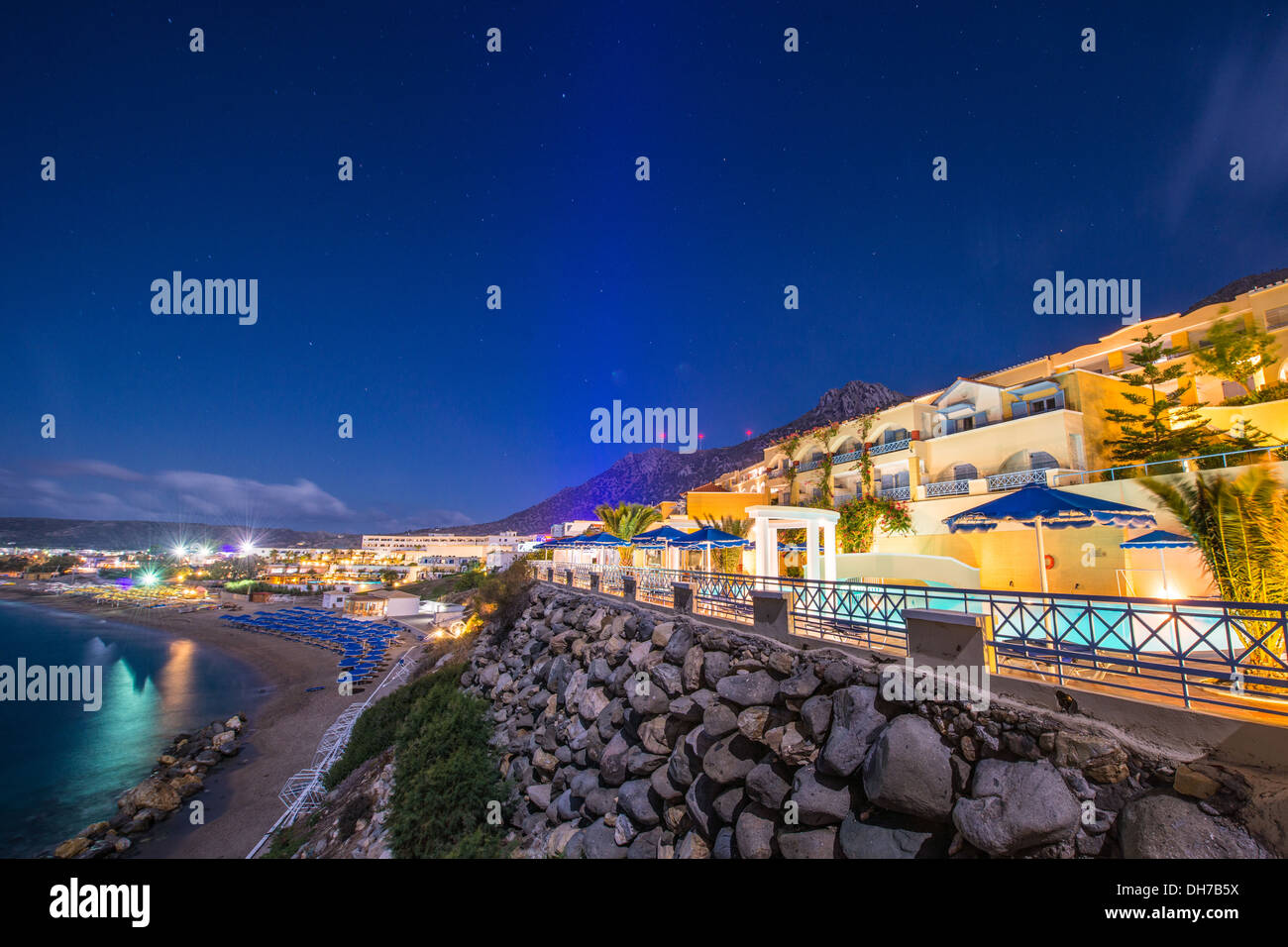 Evening shot of hotel ***** Mitsis Summer Palace in Kardamena Kos Greece Stock Photo