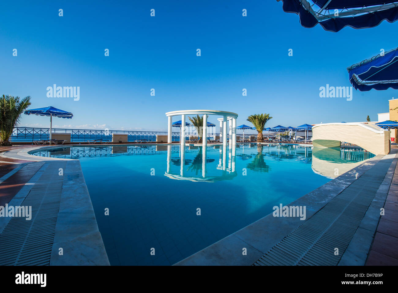Swimming pool of 5 stars hotel Mitsis Summer Palace in Kardamena Kos Greece Stock Photo