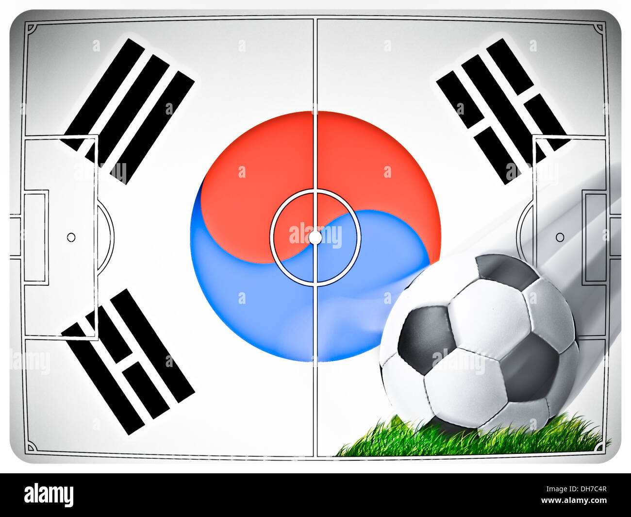 Soccer field South Korea Republic flag illustration Stock Photo - Alamy