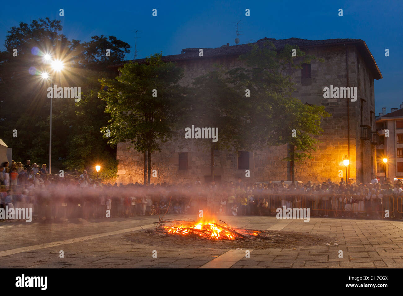 Bonfire in San Juan festivity, Azkoitia, Basque Country Stock Photo