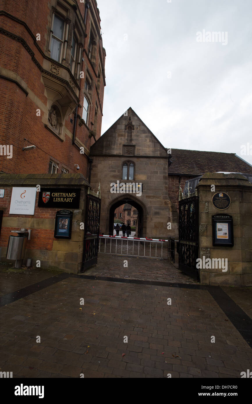 GV of Chetham's School of Music , Manchester . Seen from Cathedral Gardens Stock Photo