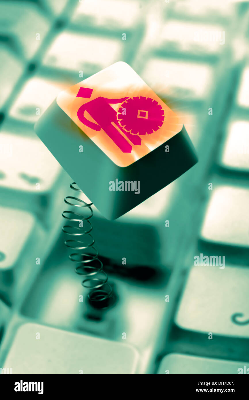 Engineer Symbol Computer Key Springing Up Stock Photo - Alamy