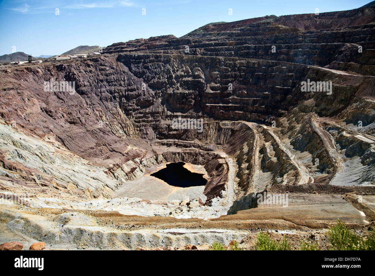An abandoned open pit copper mine in Bisbee, Arizona. Stock Photo