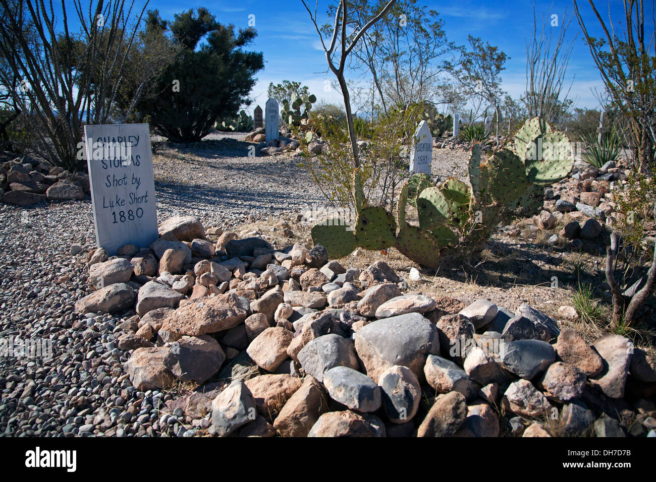 The Boot Hill graveyard in Tombstone, Arizona. Stock Photo
