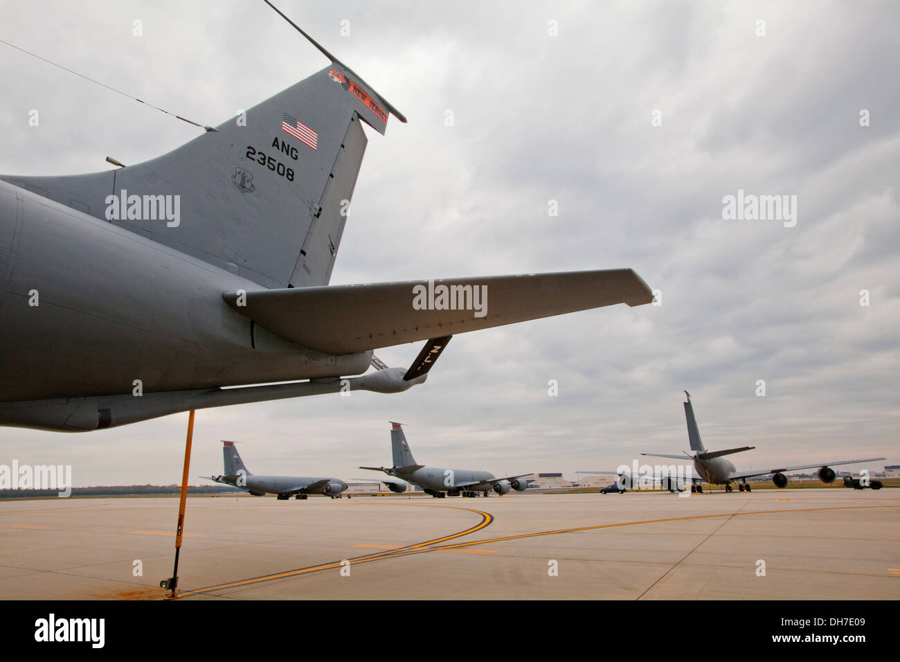 KC-135R Stratotankers assigned to the 108th Wing, New Jersey Air National Guard, at Joint Base McGuire-Dix-Lakehurst, N.J., Oct. 31, 2013. Stock Photo