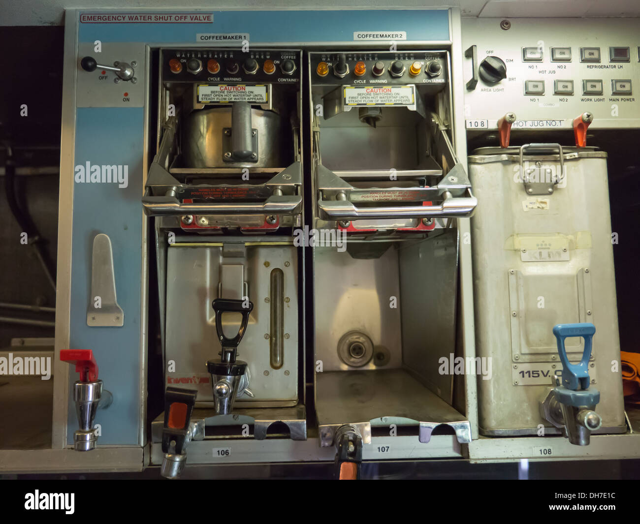 Coffee machine in the pantry of an airliner Stock Photo Alamy