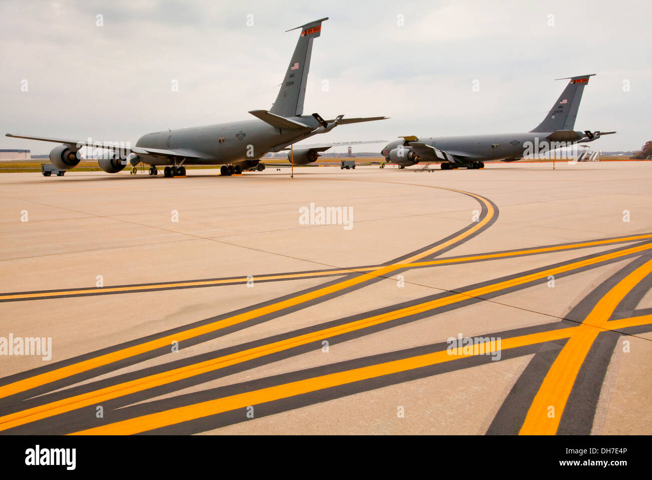 KC-135R Stratotankers assigned to the 108th Wing, New Jersey Air National Guard, at Joint Base McGuire-Dix-Lakehurst, N.J., Oct. 31, 2013. Stock Photo
