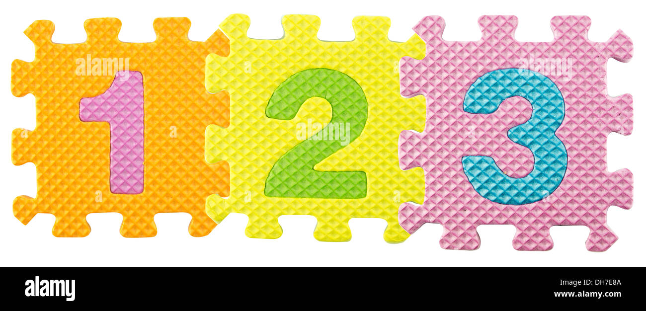 123 numbers created from Alphabet puzzle isloated on white
