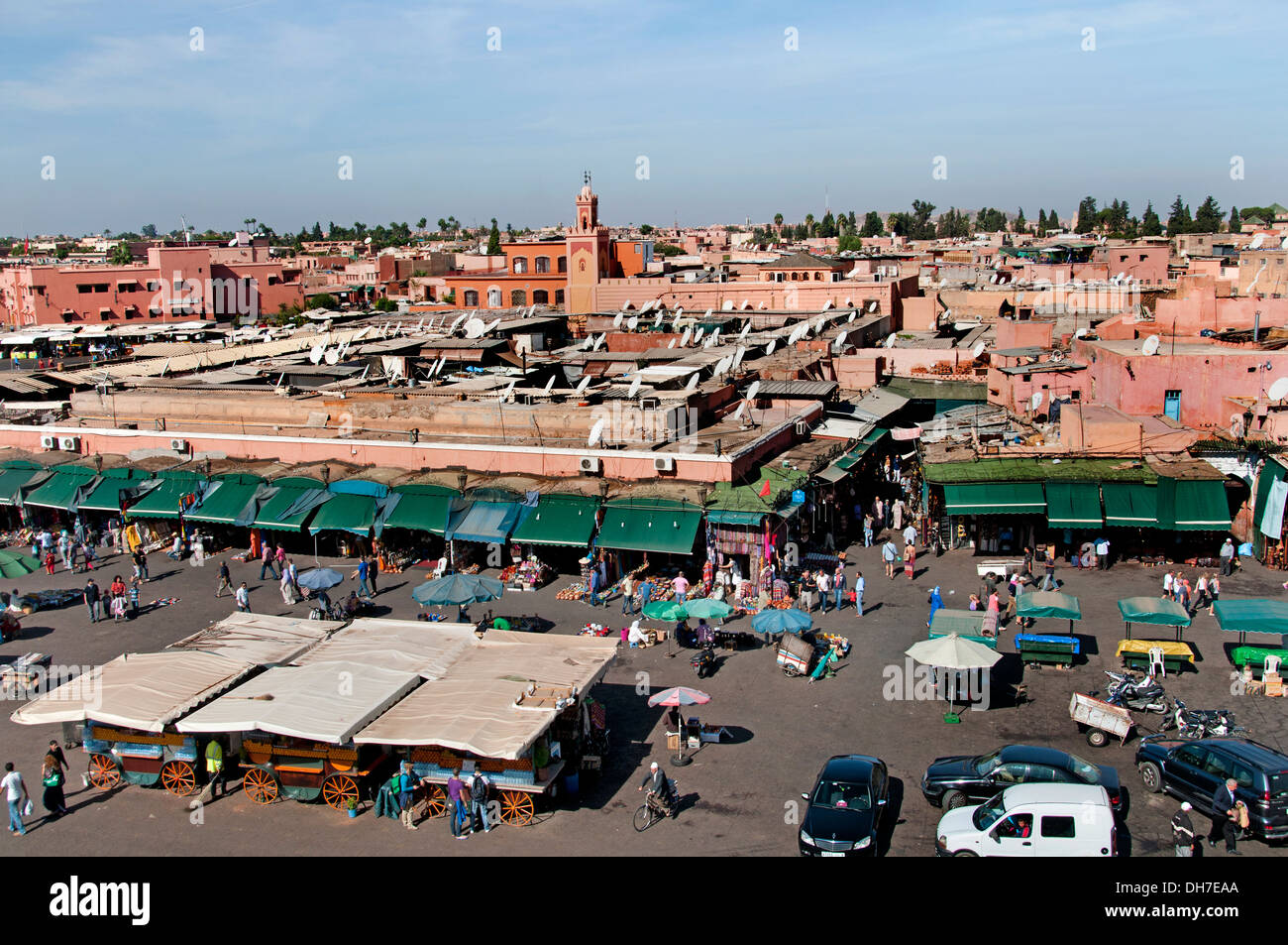 Jamaa el Fna is a square and market place in Marrakesh's Medina quarter (old city) Morocco Stock Photo