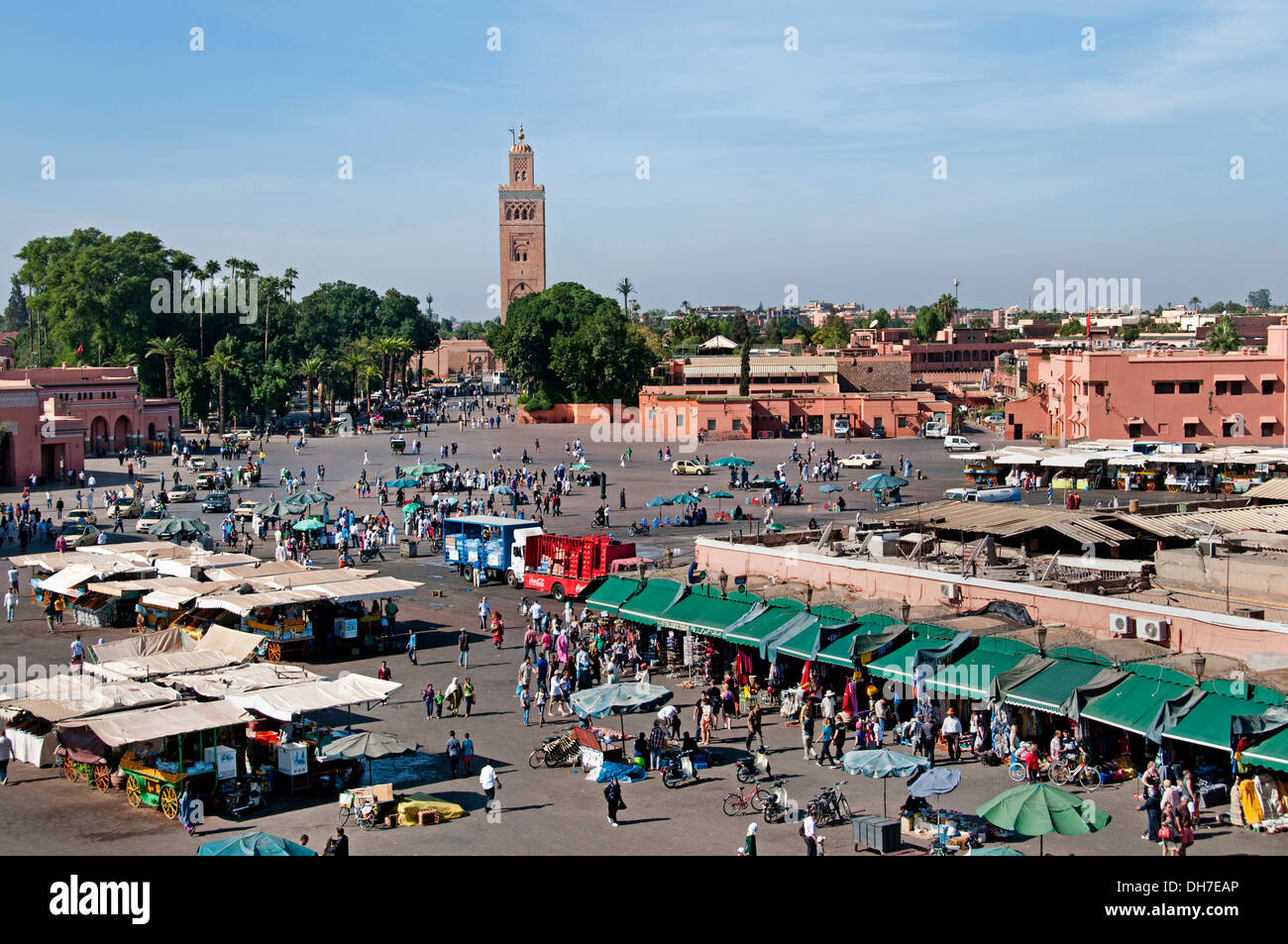 Jamaa el Fna is a square and market place in Marrakesh's Medina quarter (old city) Morocco Stock Photo