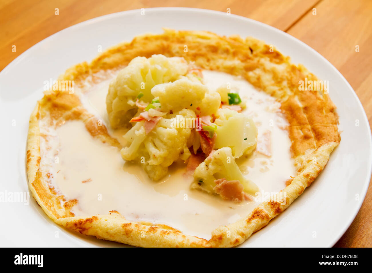 Omelette with cauliflower Stock Photo