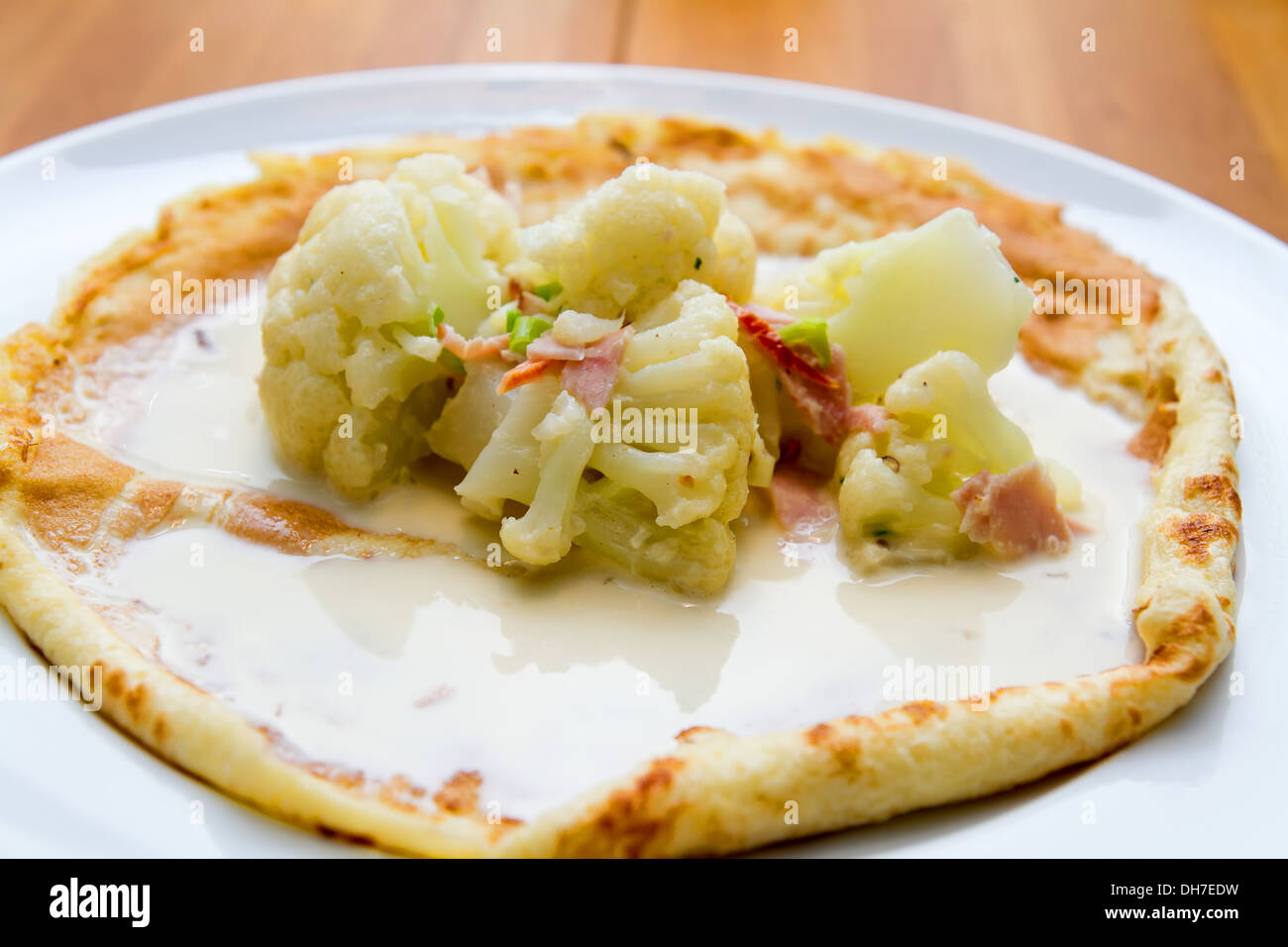 Omelette with cauliflower Stock Photo