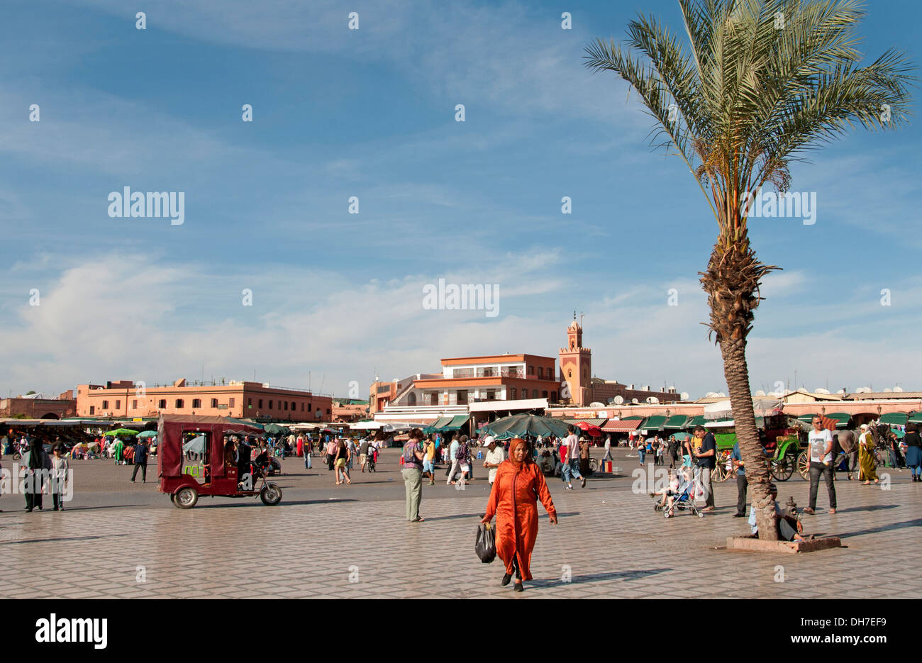 Jamaa el Fna is a square and market place in Marrakesh's Medina quarter (old city) Morocco Stock Photo