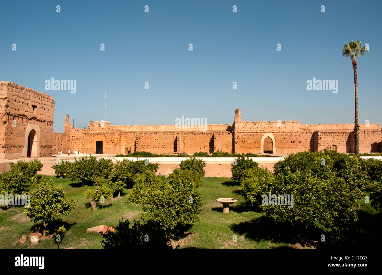 Marrakesh Morocco El Badi Palace commissioned by the Saadian Sultan Ahmad al Mansur in 1578 Stock Photo