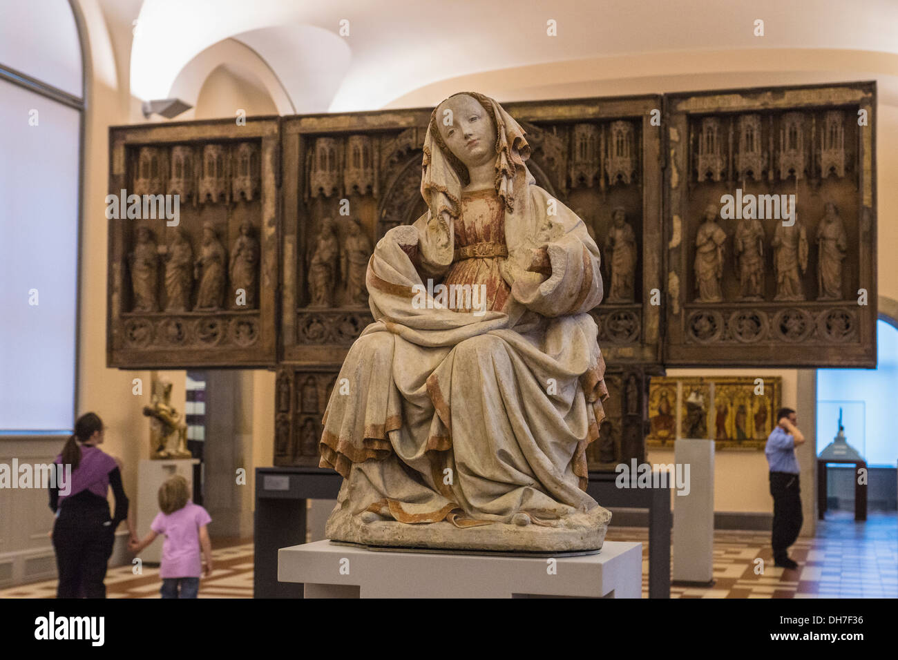 Room with German and French religious medieval art at Bode Museum, Berlin Stock Photo
