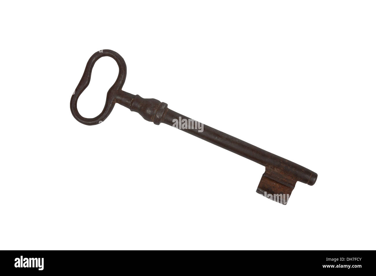 old rusty key isolated on white background Stock Photo