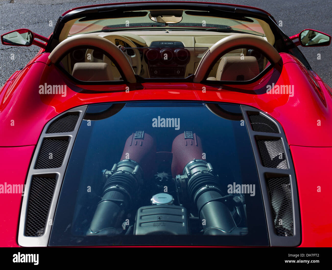 Ferrari F430 Engine And Interior Stock Photo Alamy