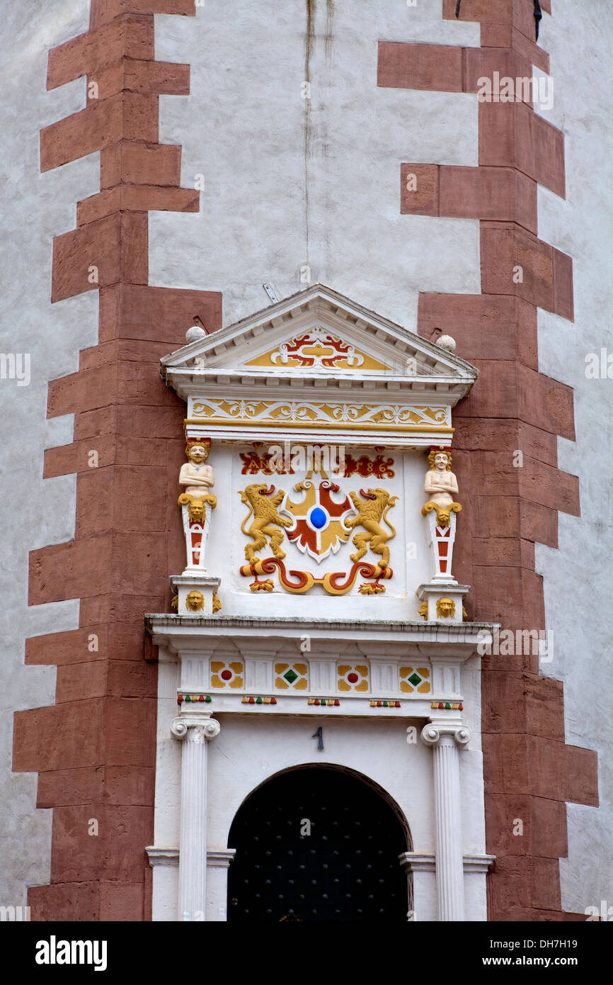 Coat of arms on the Alfeld city hall, 16th century, Alfeld, Leine, Lower Saxony, Germany, Europe Stock Photo