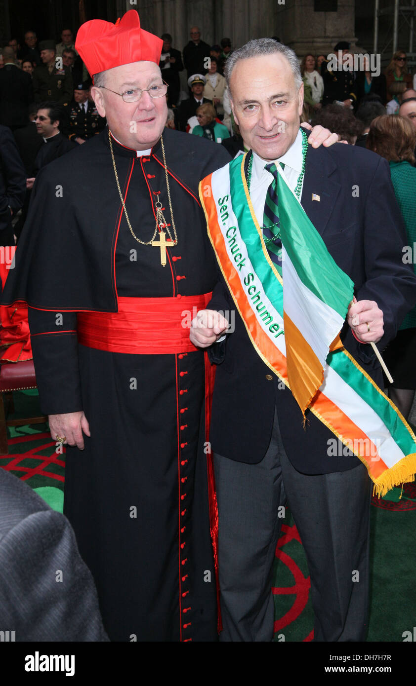 Cardinal Timothy Michael Dolan Charles E Schumer 251st Annual St Patrick's Day Parade New York City USA - 17.03.12 Stock Photo