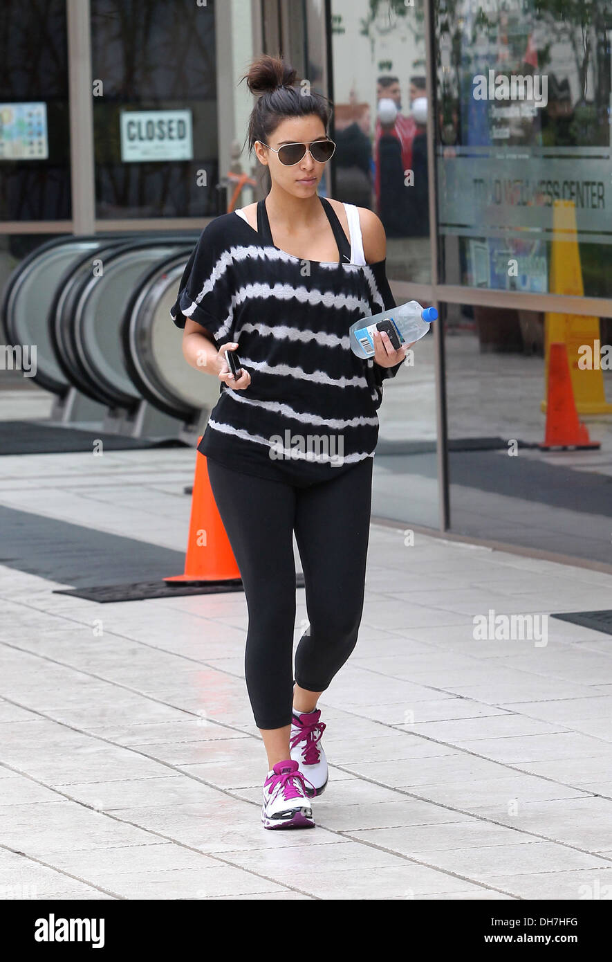 Kim Kardashian outside the gym in Sherman Oaks Los Angeles, California