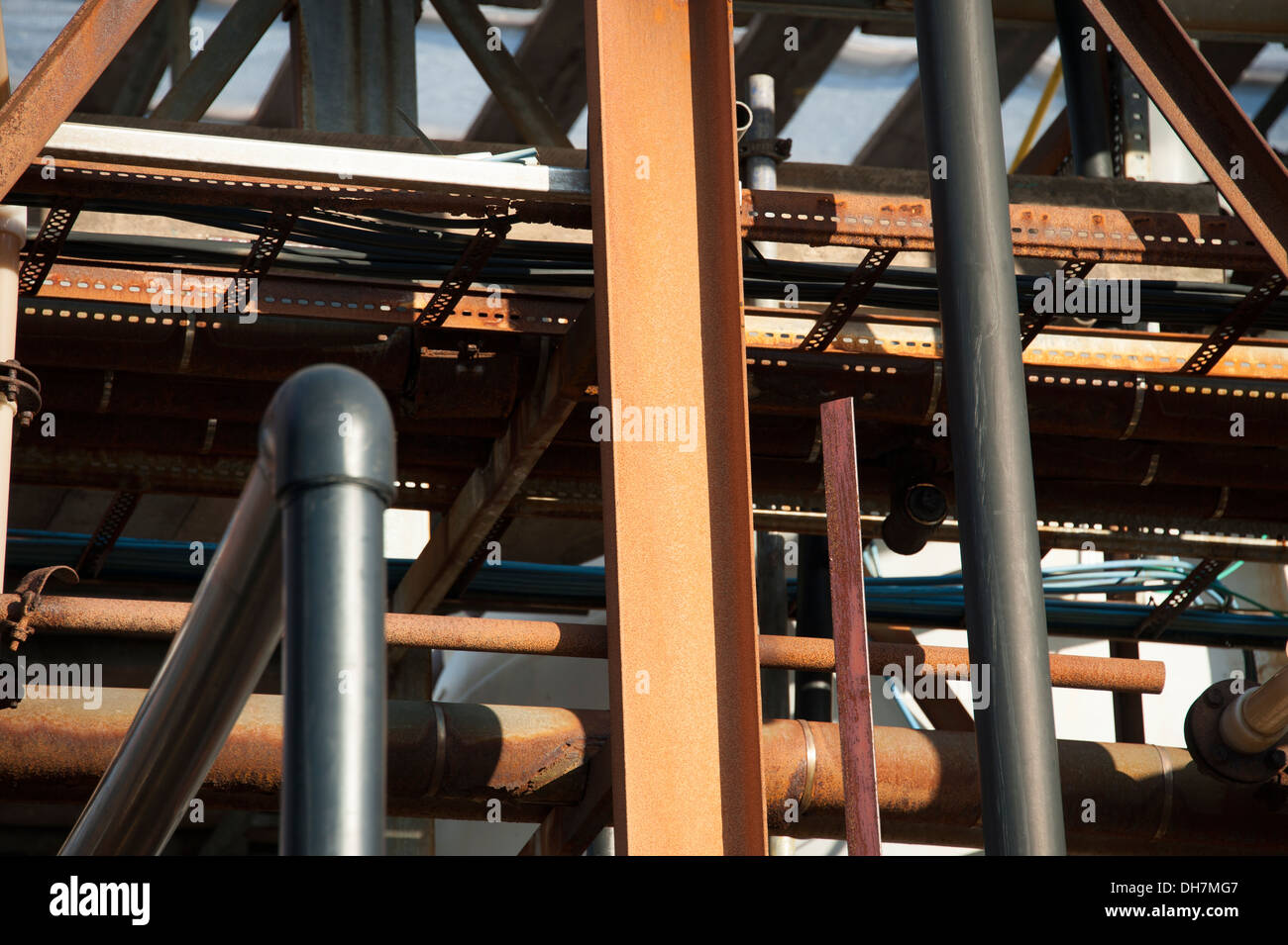 Factory Steel Girders and Pipework Chemical Plant Stock Photo